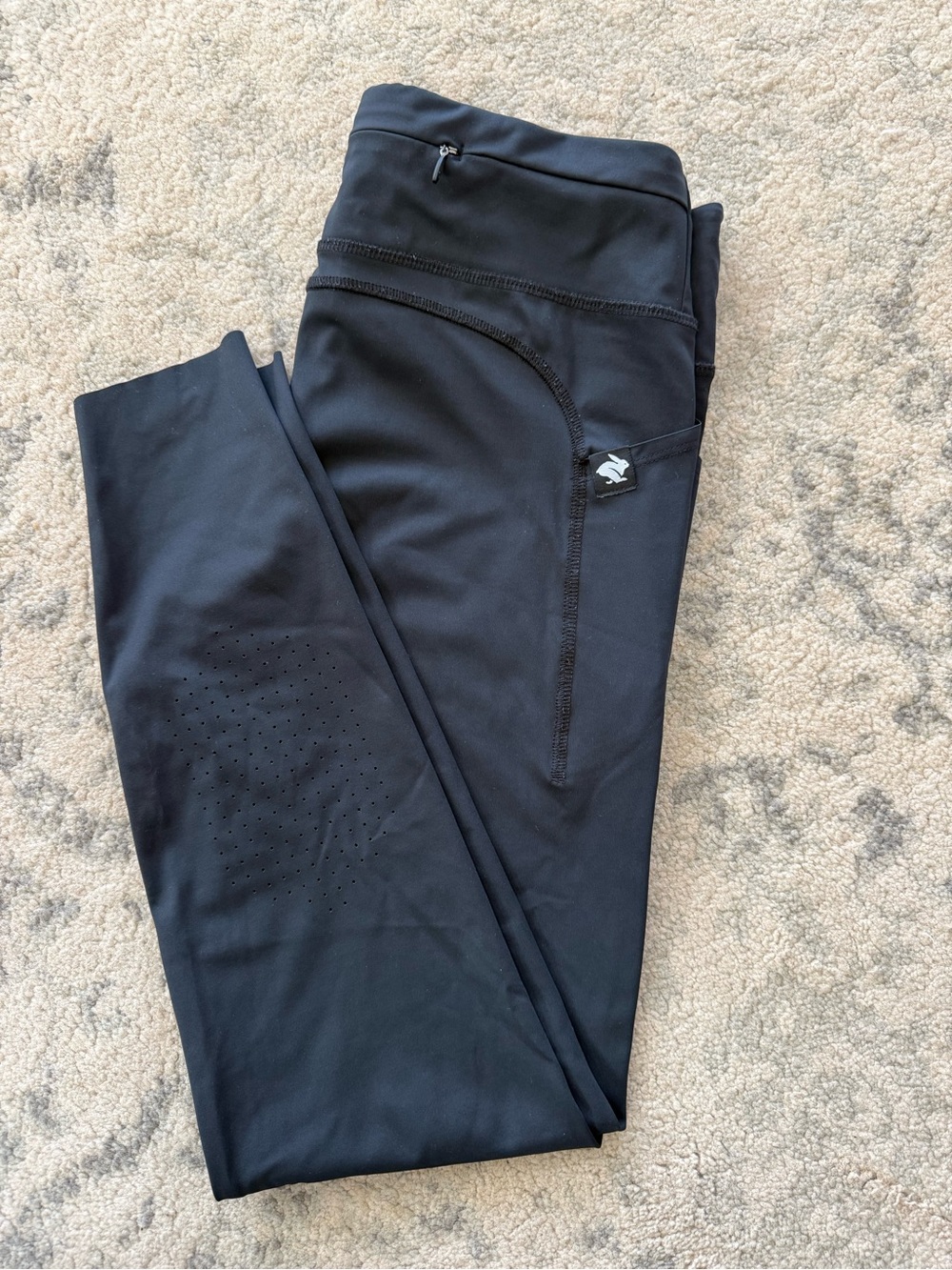 rabbit Running Leggings Black Zip Pocket Vented Sz M